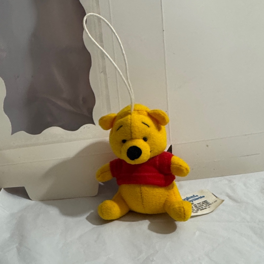 Vintage Disneyland Walt Disney World Yellow and Red Plush Bear Ornament
